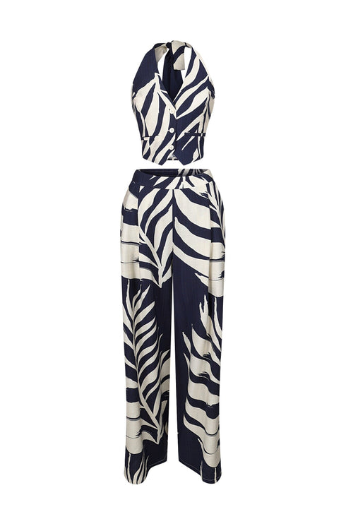 Michiyo Print Button Vest & Pants SET